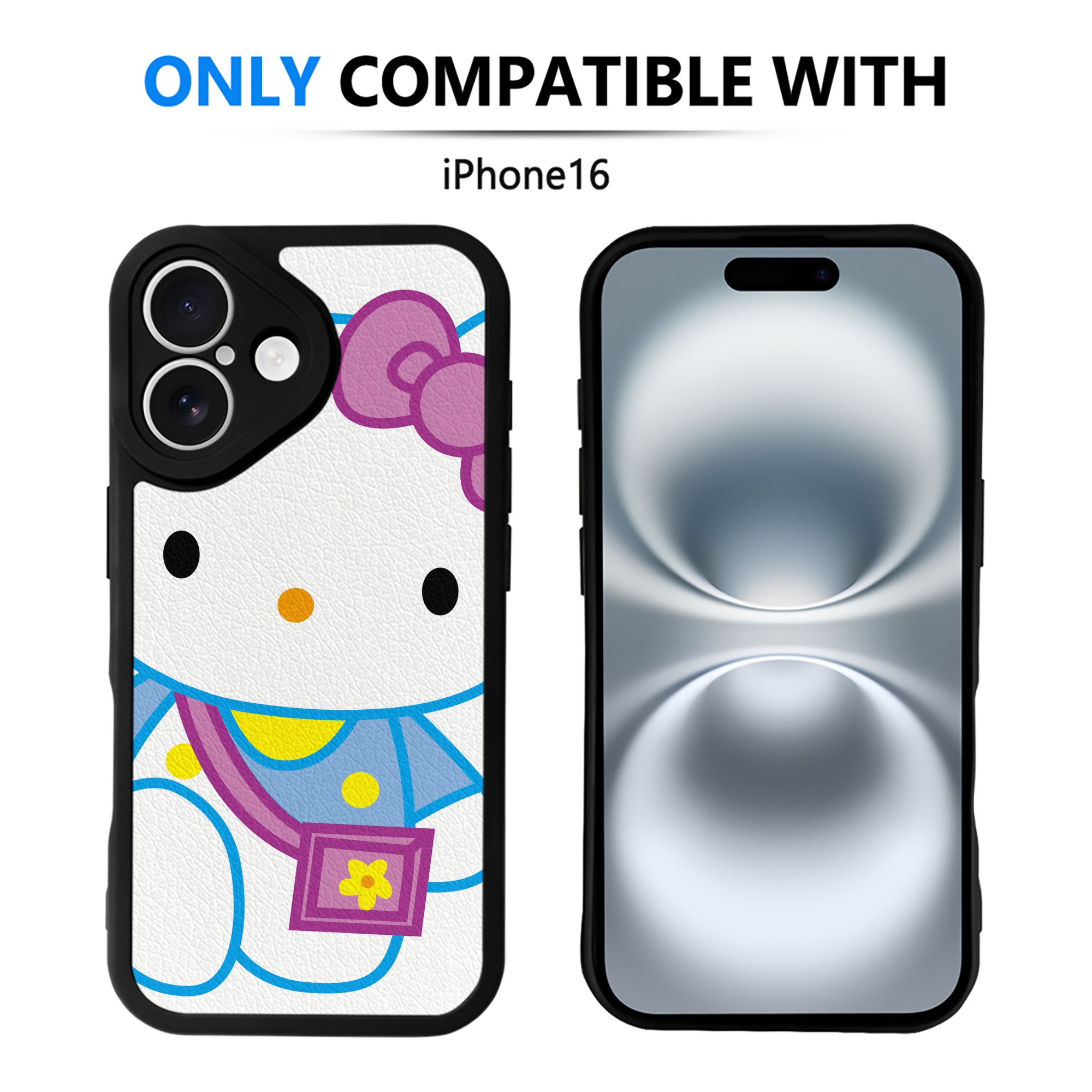 （画像用） Hello Kitty ハローキティ 【iPhone 16シリーズ対応】シリコンスマホケース（レザー調） 材質：シリコン